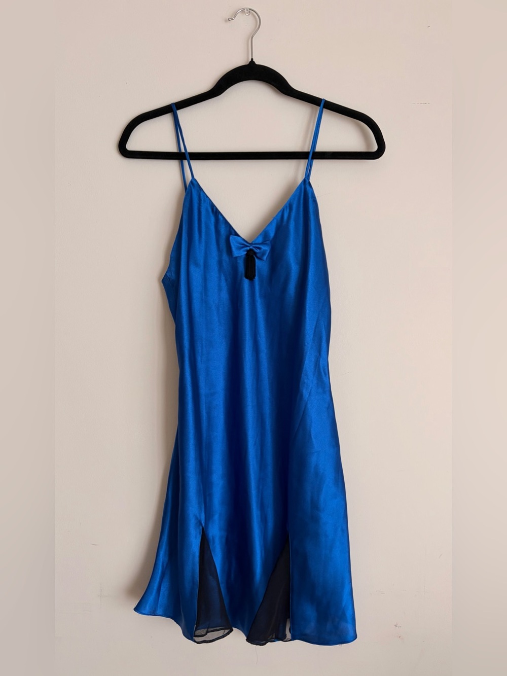 Victoria's Secret Royal Blue Satin Slip with Tassel Bow